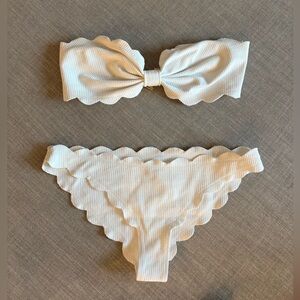 Marysia Antibes scalloped seersucker bikini top and bottom